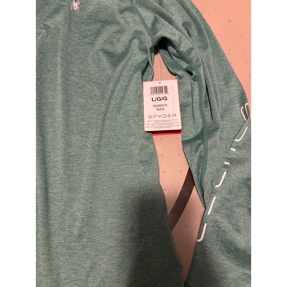 346 Spyder Swim Mens Rash Guard Hoodie UPF 50+ Heather Green - Picture 5 of 6